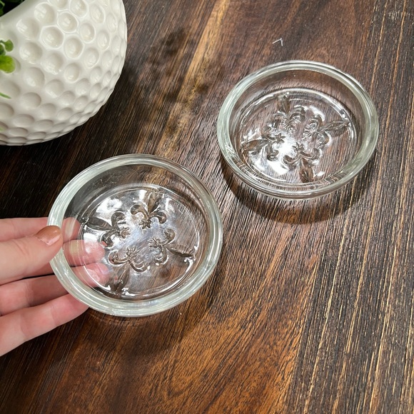 Vintage Princess House Fleur-De-Lis clear glass coaster 2 piece set SOLD - Picture 8 of 10